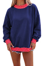 Load image into Gallery viewer, Red Colorblock Polka Dot Contrast Trim Oversized Sweatshirt