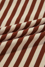 Load image into Gallery viewer, Brown Stripe Striped Colorblock Cuffs Round Neck Long Sleeve Shift Dress