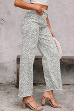 Load image into Gallery viewer, Brown Leopard Frayed Edge Wide Leg High Waist Jeans