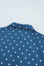 Load image into Gallery viewer, Pink Polka Dot Print Metal Button Collar Casual Pullover Sweatshirt