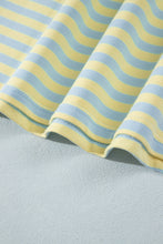 Load image into Gallery viewer, Pink Stripe Colorblock Trim Crew Neck Loose Tee Drawstring Elastic Waist 2pcs Pant Set
