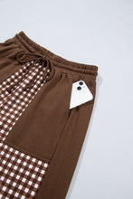 Load image into Gallery viewer, Red Color Block Plaid Patchwork Long Sleeve Pullover Wide Leg Pant Set