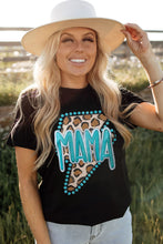Load image into Gallery viewer, Black Western MAMA Leopard Lightning Graphic Tee