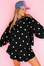 Load image into Gallery viewer, Red Polka Dot Raw Hem Relaxed Pullover Loose Skort Two Piece Set