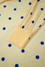 Load image into Gallery viewer, Beige Round Neck Long Sleeve Polka Dot Plus Size Top