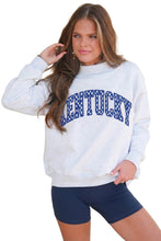 Load image into Gallery viewer, Light Grey High Neck Embroidered Checkered Letter Game Day Sweatshirt