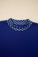 Load image into Gallery viewer, Dark Blue Colorblock Polka Dot Contrast Trim Oversized Sweatshirt