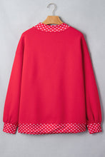 Load image into Gallery viewer, Red Colorblock Polka Dot Contrast Trim Oversized Sweatshirt