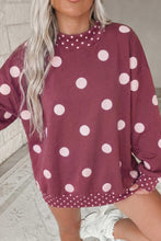 Load image into Gallery viewer, Pink Polka Dot Print Contrast Detail Oversized Tunic Sweatshirt