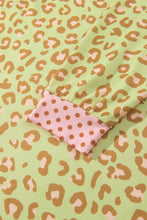 Load image into Gallery viewer, Brown Plus Size Leopard Print Contrast Polka Dot Trim Long Sleeve Top