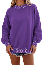 Load image into Gallery viewer, Tillandsia Purple Colorblock Polka Dot Contrast Trim Oversized Sweatshirt