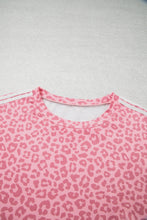 Load image into Gallery viewer, Pink Leopard Print Varsity Striped Detail 3/4 Sleeve Top Shift Pant Set