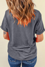 Load image into Gallery viewer, Gray US Flag Bow Print Round Neck Loose T Shirt