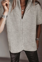 Load image into Gallery viewer, Jet Stream Solid Color Short Sleeve Zipper Knit High Neck Sweater