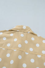Load image into Gallery viewer, White Polka Dot Print Three Quarter Sleeve Ruffle Hem Casual Shirt