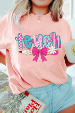 Load image into Gallery viewer, Pink Preppy Retro Checkered Coquette Teach Graphic T-Shirt