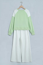 Load image into Gallery viewer, Khaki Polka Dot Patchwork Colorblock Long Sleeve Casual Two Piece Pants Set