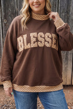 Load image into Gallery viewer, Parchment Plus Size Leopard Trim Mock Neck FAITH Graphic Sweatshirt