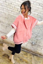 Load image into Gallery viewer, Gossamer Pink Varsity Striped Banding Patchwork Winter Plush Vest