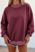 Load image into Gallery viewer, Dark Blue Colorblock Polka Dot Contrast Trim Oversized Sweatshirt
