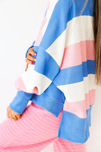 Load image into Gallery viewer, Pink Stripe Side Split Oversized Long Sleeve Top
