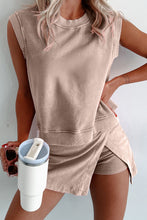 Load image into Gallery viewer, Myosotis 2 Pieces Mineral Wash Cotton Tank Top Lined Split Skort Set