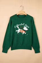 Load image into Gallery viewer, Blackish Green Abstract Dog Embroidery Christmas Fashion Round Neck Sweater