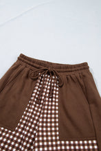 Load image into Gallery viewer, Red Color Block Plaid Patchwork Long Sleeve Pullover Wide Leg Pant Set