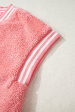 Load image into Gallery viewer, Gossamer Pink Varsity Striped Banding Patchwork Winter Plush Vest