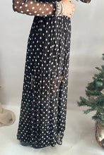 Load image into Gallery viewer, Black Polka Dot Pattern Mesh Long Sleeve Maxi Dress 2pcs Set