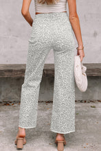 Load image into Gallery viewer, Brown Leopard Frayed Edge Wide Leg High Waist Jeans