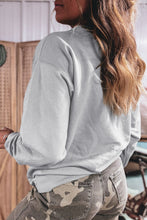 Load image into Gallery viewer, Gray Floral Buffalo Plaid Striped Embroidered Patch Western Pullover Sweatshirt