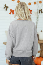 Load image into Gallery viewer, Medium Grey Sequin Western Ghost Print Long Sleeve Round Neck Sweatshirt
