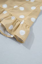 Load image into Gallery viewer, White Polka Dot Print Three Quarter Sleeve Ruffle Hem Casual Shirt