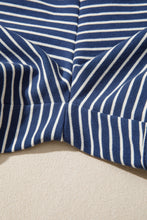 Load image into Gallery viewer, Blue Stripe Ribbed Patchwork Mock Neck Baggy Pullover Matching Shorts Set