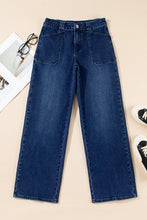 Load image into Gallery viewer, Dirty blue Daily Fashion Straight Leg Mid-rise Shift Jeans
