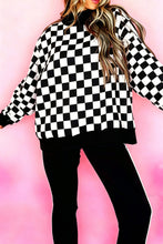 Load image into Gallery viewer, Red Checkered Print High Neck Baggy Sweatshirt