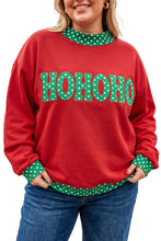 Load image into Gallery viewer, Tomato Red Casual Polka Dot Patchwork Letter Graphic Plus Size Sweatshirt