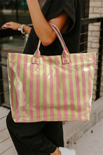 Load image into Gallery viewer, Rainbow Glossy Striped Vinyl Large Tote Bag