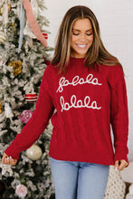 Load image into Gallery viewer, Fiery Red Falala Cable Knit Christmas Dropped Shoulder Pullover Sweater
