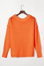 Load image into Gallery viewer, Orange Ribbed Knit Round Neck Slouchy Chunky Sweater