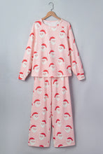 Load image into Gallery viewer, Pink Abstract Santa Pattern Long Sleeve Two Piece Shift Lounge Set