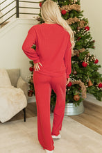 Load image into Gallery viewer, Racing Red MERRY Corded Long Sleeve Top and Pockets Pants Set