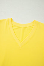 Load image into Gallery viewer, Turquoise Solid Color V Neck Short Puff Sleeve Blouse