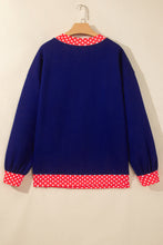 Load image into Gallery viewer, Red Colorblock Polka Dot Contrast Trim Oversized Sweatshirt