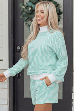 Load image into Gallery viewer, Red Stripe Oversize Mock Neck Sweatshirt and Shorts Set