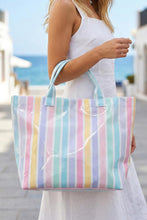 Load image into Gallery viewer, Rainbow Glossy Striped Vinyl Large Tote Bag