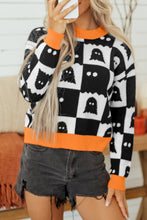 Load image into Gallery viewer, Black High Neck Drop Shoulder Geometric Print Sweater