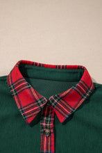 Load image into Gallery viewer, Blackish Green Plaid Pocket Button Long Sleeve Shift Shacket