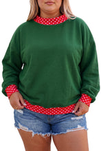 Load image into Gallery viewer, Orange Polka Dot Patchwork Round Neck Plus Size Sweatshirt